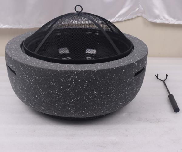 MGO Stone Barbecue Fire Bowl Painted Steel Fire Pit Cool Camping Accessories 59.5X34.5cm