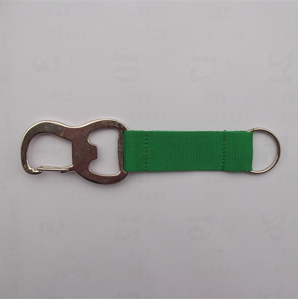 Polyester short lanyard with aluminum Carabiner, metal bottle opener holder short lanyard