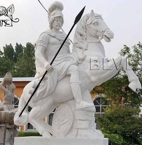 marble greek warrior sculpture life size stone carved garden statue