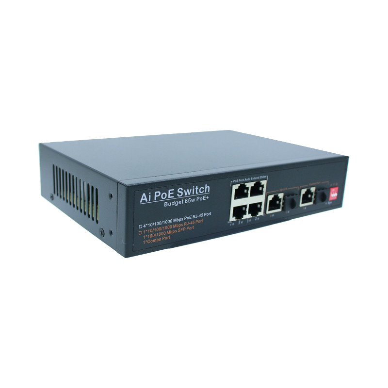 7 переключатель сети оптического волокна переключателя 65W POE порта гигабита промышленный автономный