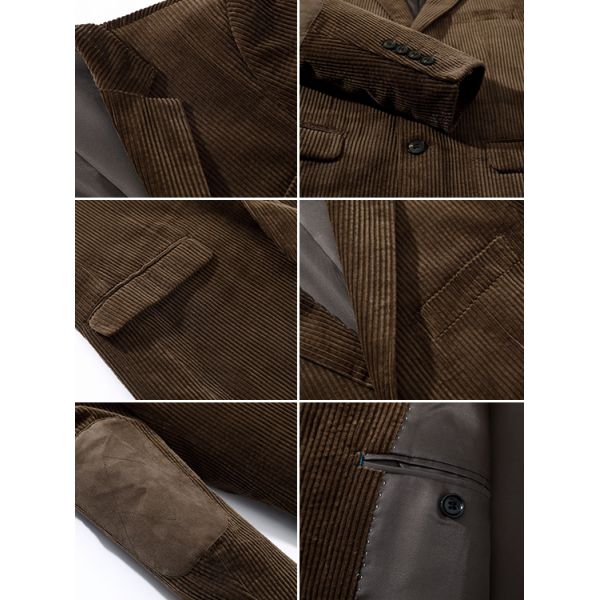 end Corduroy Casual Suit Jacket for Men Single Breasted Closure and Vintage Cotton