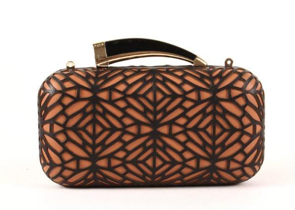 Hollow Out Style Ladies Leather Clutch Bags Luxury With Shoulder Chain