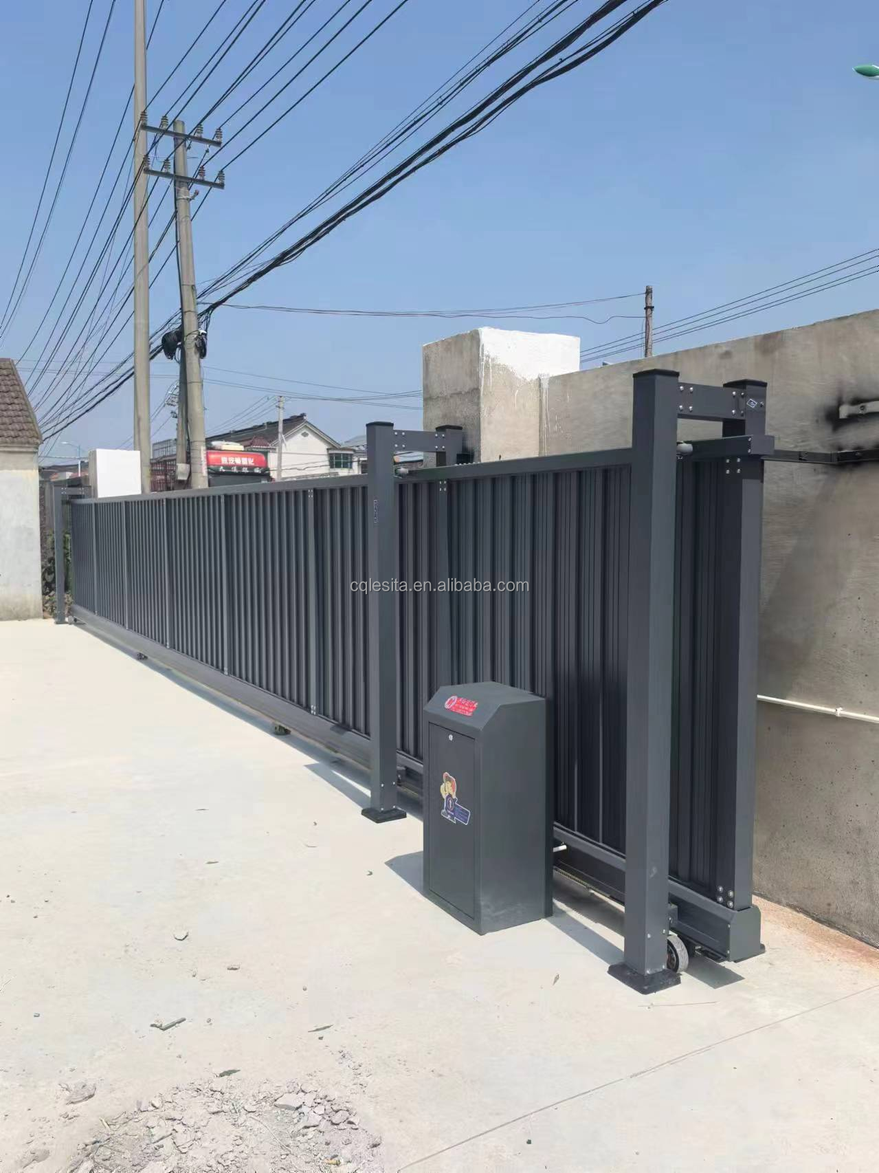 Automatic Opening Aluminum Trackless Sliding Door Segment Expandable Gate Electric Retractable Portail for Outdoor Courtyard
