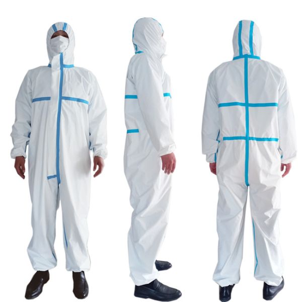 PPE Disposable Protective Suit , Chemical Protective Coveralls Clinical Mutiple Sizes
