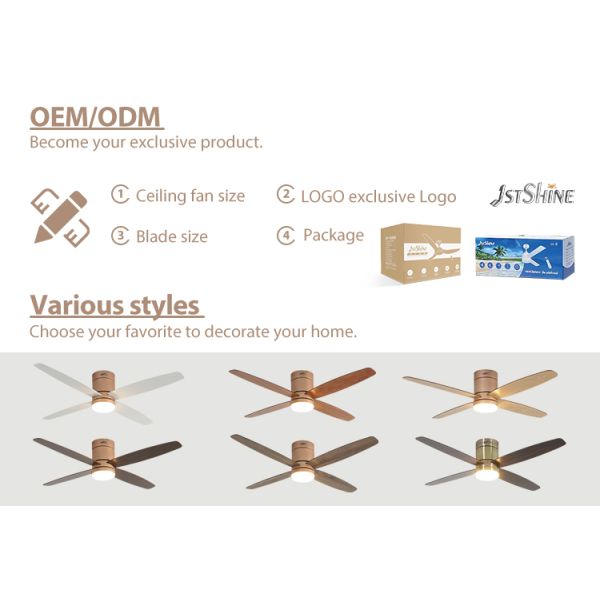 Ventilador de teto LED de 4 lâminas para interiores com iluminação apagável de 110-230V a comando remoto