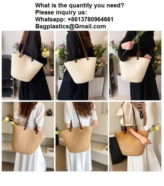 Crochet Straw Raffia Tote Bag Handmade Luxury Tote Handbag Beach Bag Handle Raffia Straw Bag Eco-Friendly New Design Crochet Tote Bag