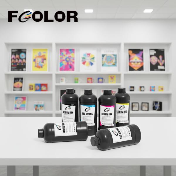 FCOLOR Soft Hard LED UV Ink 1000ml UV INK for Printer 5 Color Fast Curing Led UV Ink for Epn Konica Ricoh Printhead