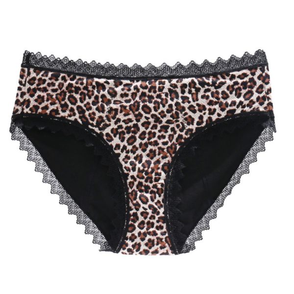 Leopard Breathable Period Panties Underwear Girl Sexy Lace Leakproof 4 Layers