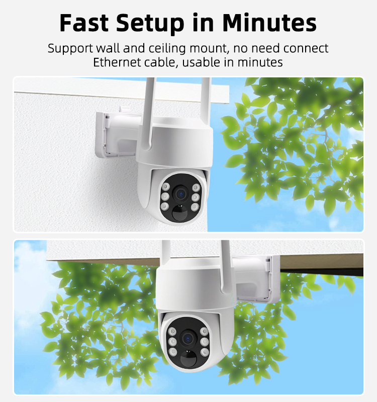 4MP Solar Security Camera Outdoor Wireless WiFi PTZ Surveillance Camera, Built‑in Battery, AI Human Detection, Two‑Way Audio, Dual Light Night Vision, IP66 Waterproof for Home Outside Monitoring