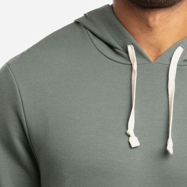 Custom Logo Knit Embroidered Men Hoodies Cotton Blank Drawstring Slim Side Pocket Hoodie
