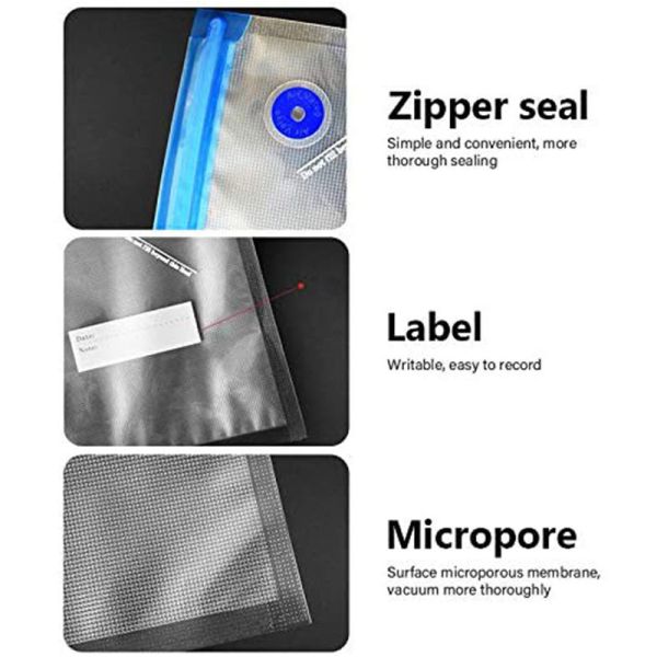 Sous Vide Bags Reusable Vacuum Zipper Bags Food Storage Bags with Sealing Clips
