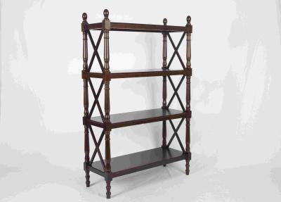144CM Walnut Soild Wooden Book Rack Four Tiers For Living Room Corner Storage