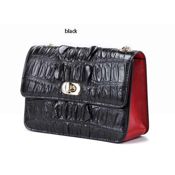 Fashion crocodile skull leather bag for women with one shoulder slung chain small square bag