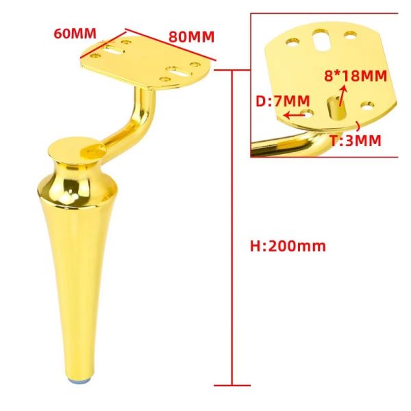 Wanjusheng High Quality Home Hardware Furniture Feet Gold Metal Bed Legs for Sofa TV Stand Cabinet