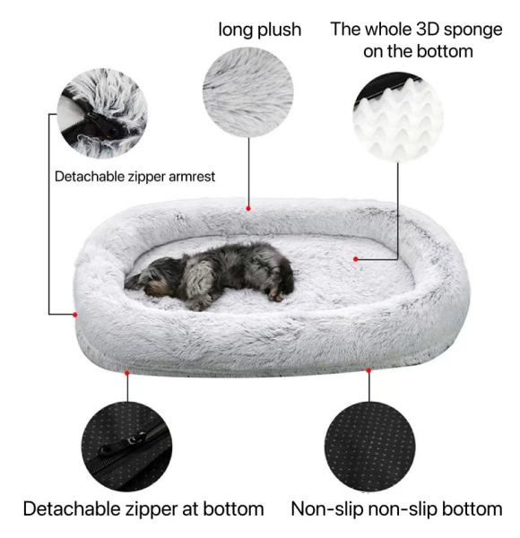 Manufacture 160cm Non-Slip Washable Long Plush Giant Fluffy Pet Bed For Cat Dog For Pet Animals