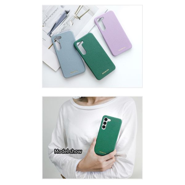 OEM/ODM Genuine Leather Camera Protection Phone Case for SAMSUNG Classic Pebble Grain