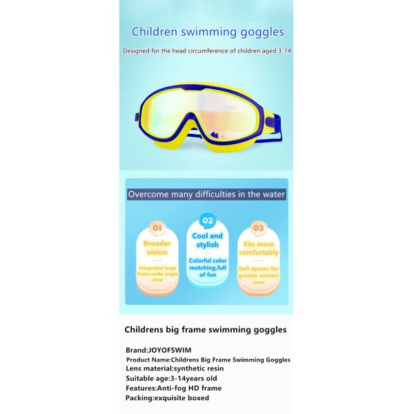 UV Protection Swim Goggles Wide View Frame Kids Pool Water Sports Goggles