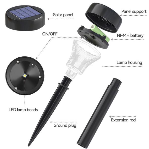 Cool Warm White RGB Color Changing solar garden lights outdoor waterproof led for Pathway 2 pcs pack