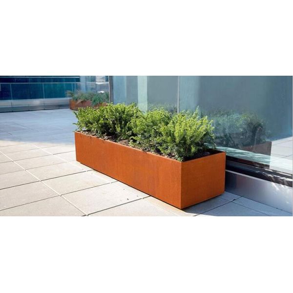 Плантатор прямоугольника Corten современной коробки ринва металла баков сада длинной стальной