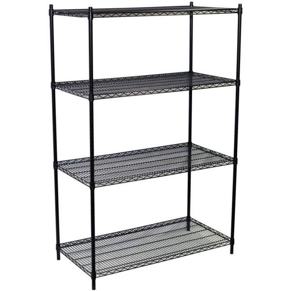Refrigeration 18 * 72 4 Tier Balck Wire Shelving Unit / Cold Storage Racking System