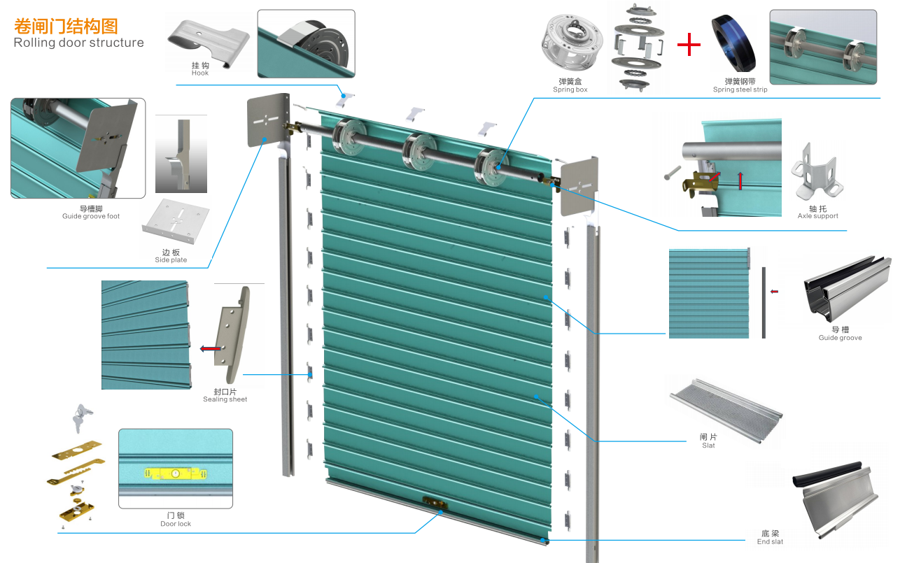 Rolling Shutter Door Nylon Ball Spring Box 200mm 220mm 240mm Custom Sizes