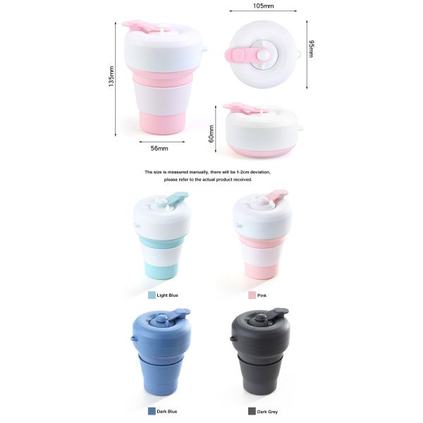 Phthalates Free 12 OZ Silicone Foldable Travel Mug