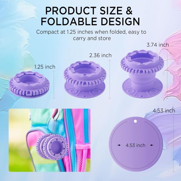 Paint Brush Cleaner - Foldable Silicone Paint Brush Cleaner Rinse Cup With Palette And 40 Brush Storage Holder For Classroom Studio Outdoor Painting