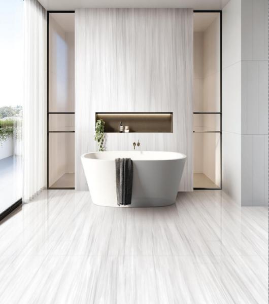 Ardósia de madeira cerâmica do assoalho do chuveiro branco das telhas de assoalho de Grey Polished Slate Living Room