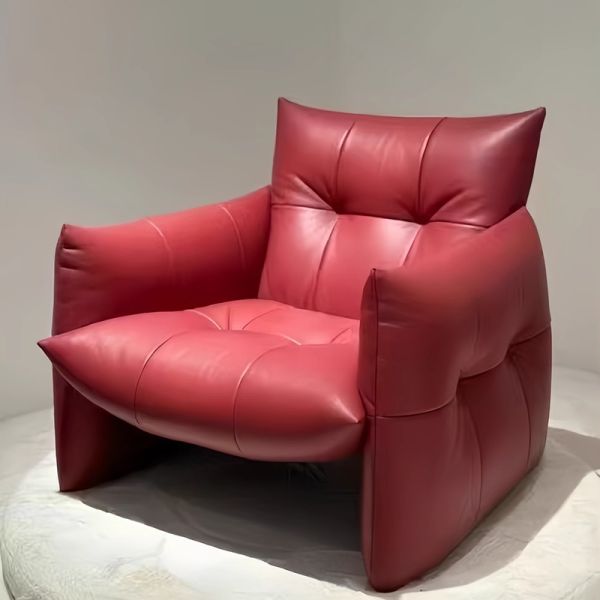 Minimalist Armchair Single Sofa Chair Lazy Sofa Light Luxury Retro PU Leather Leisure Chair for Living Room Balcony Bedroom