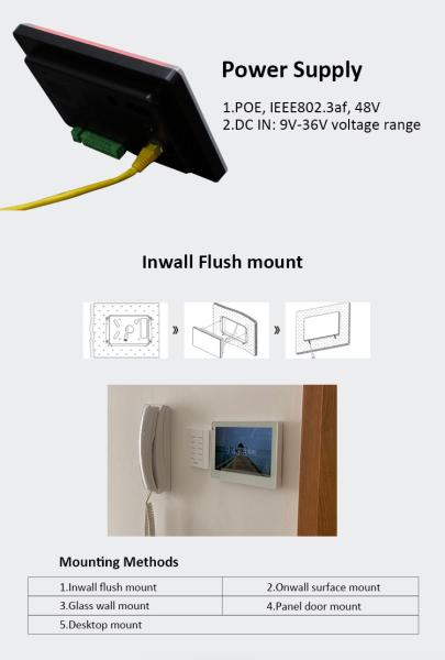 OEM 7 Inch Android Flush Wall Mount POE Touch Tablet Support RJ45 POE DC In Power