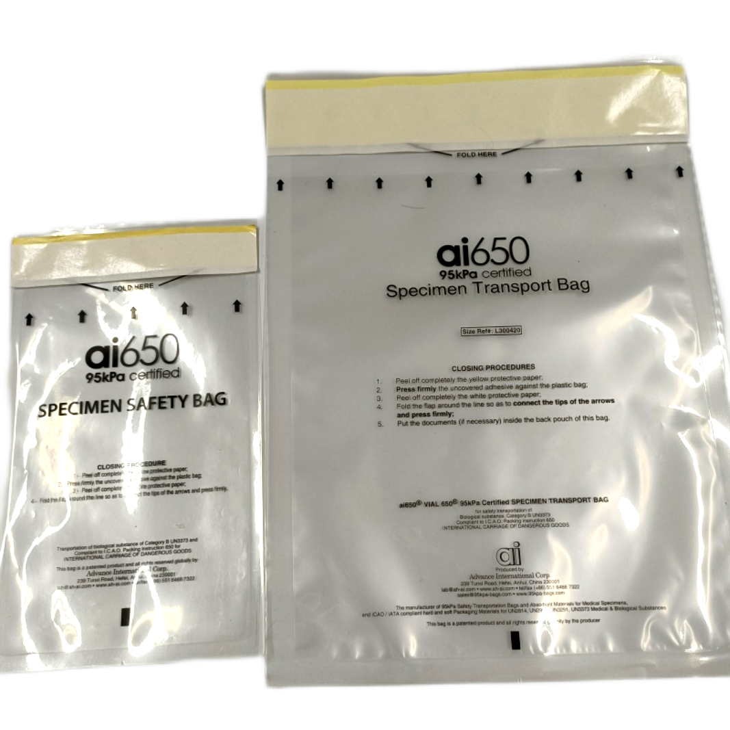 High Pressure Sterilization 95kPa Specimen Transport Bag Customized