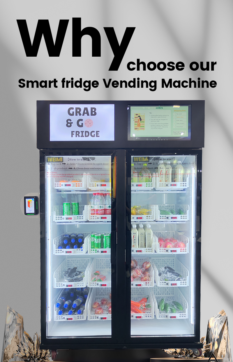 Para o mercado europeu máquina automática de frigorífico inteligente para vender snacks com leitor de cartões