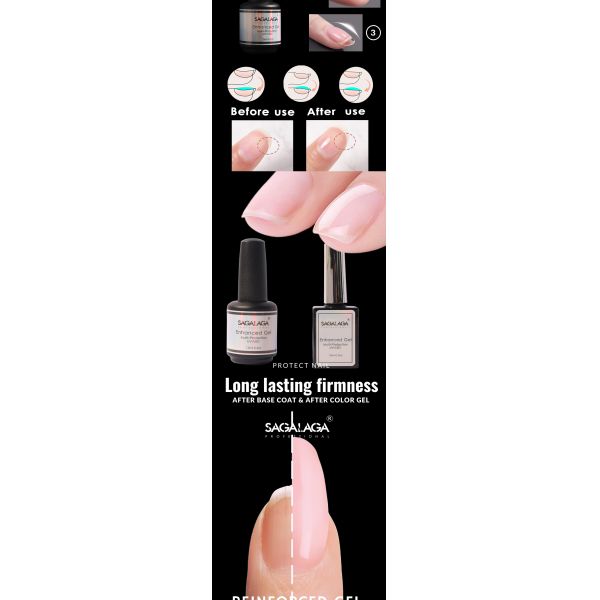 SAGALAGA 15ml Gel de refuerzo Empapado UV Gel Polaco de refuerzo Gel de uñas Polaco de larga duración Salón de spa
