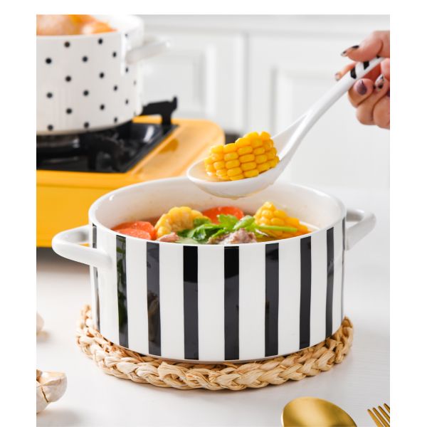 Light Luxury Ceramic Soup Bowl Set Perfect for Business Gifts and Sustainable Cooking