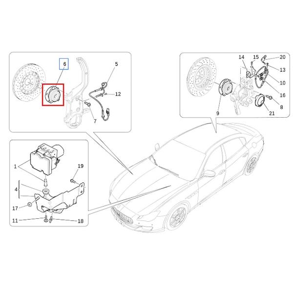Pour Maserati Ghibli & Quattroporte à traction intégrale, roue avant avec roulement de moyeu OEM 670003580