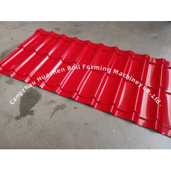 12 Stations Glazed Tile Roll Forming Machine for 0.3-0.6mm Thickness Steel Sheets with Chain Drive