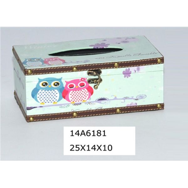 Living Room Office MDF PU Printing Wooden Tissue Box