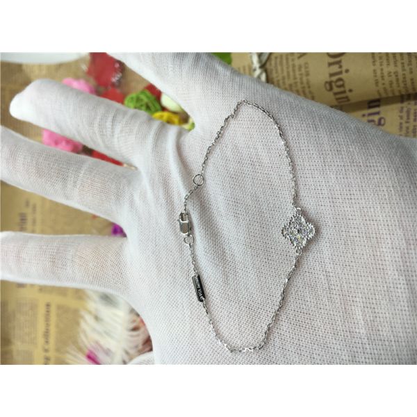 браслет Альгамбра белого золота 18k сладкий, браслеты золота цепные для дам