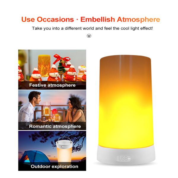 Waterproof Flickering Flame Table Lamp With Remote For Party Working Time hours 10000