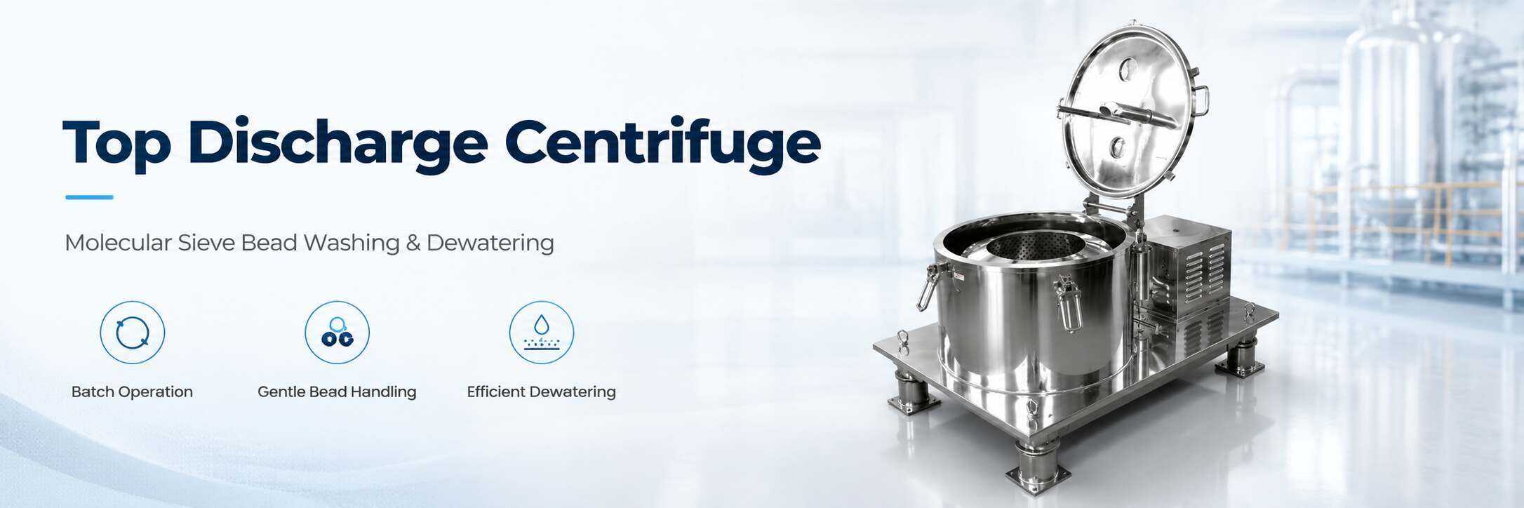 Top Discharge Centrifuge for Molecular Sieve Bead Washing and Dewatering