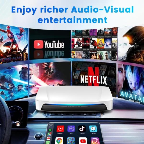  Wireless Adapter Carplay for Youtube Netflix Tbox UHD USB HDMI Port 4G 64Gb SDM660 Android 13 Video Ai Box