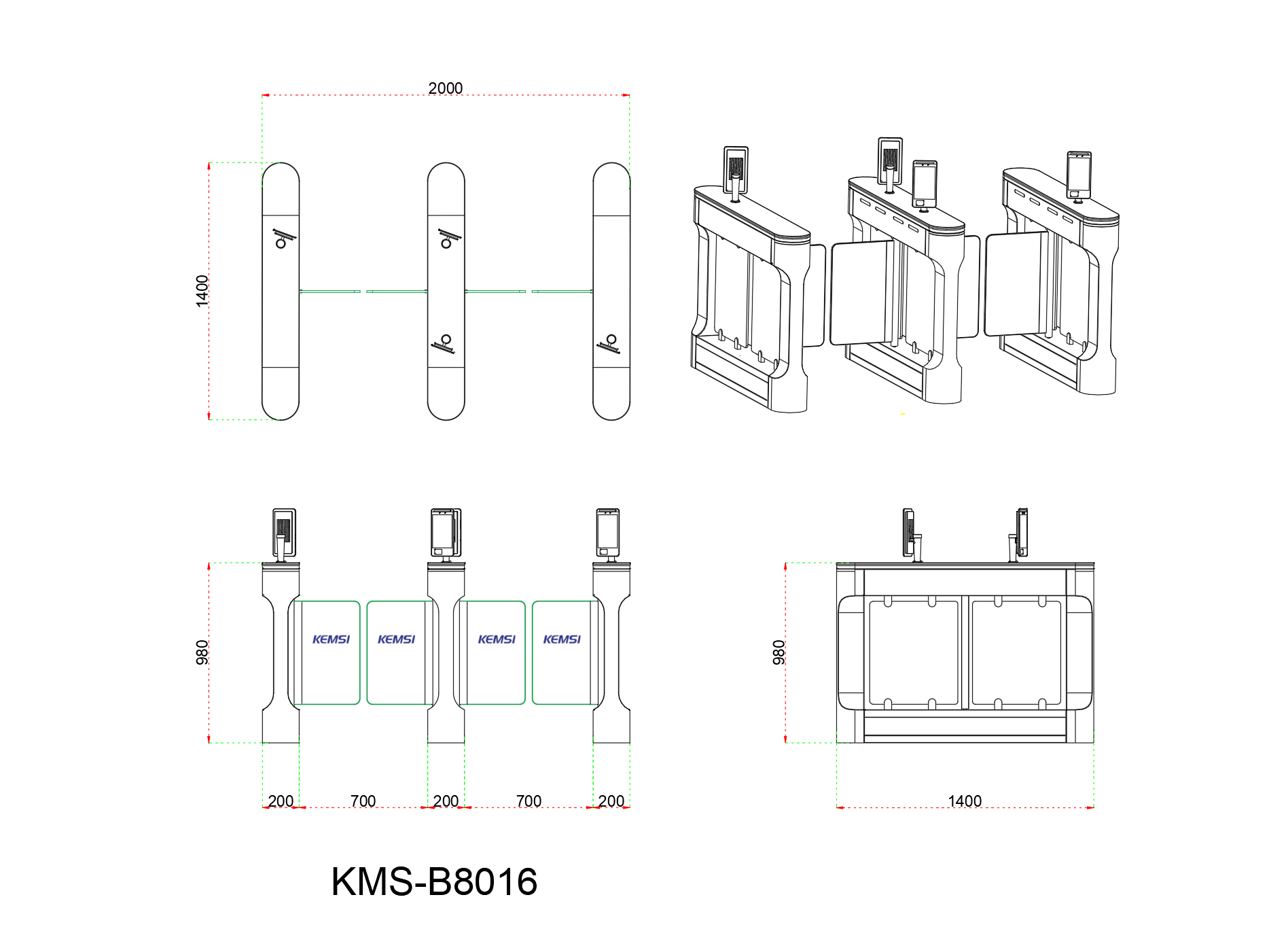 Visitor Registration QR Code Recognition Swing Gate Turnstile