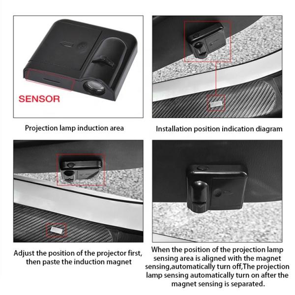 Logo 2pcs 2.3cm Door Projector Lights , 4.5v Wireless Led Car Door Projectors