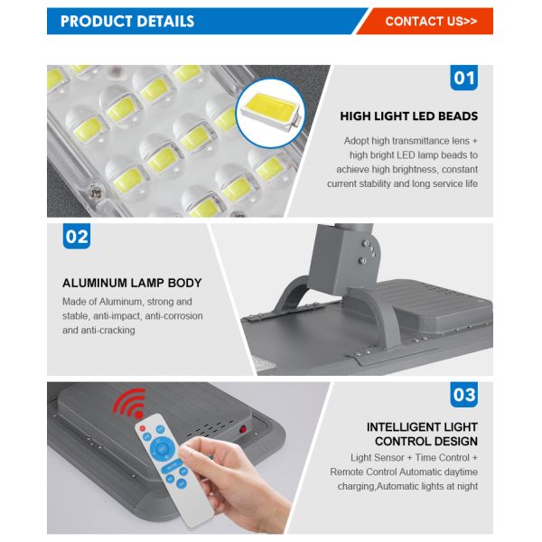 Outdoor Road Lighting Ip66 Waterproof StreetLight 400w 600w 800w 1000w 1200w Integrated All in One Led Solar Street Light