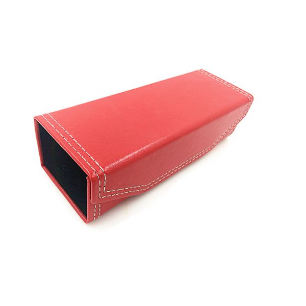 Red Leather Foldable Handmade Sunglasses Case Logo Can Be Customized