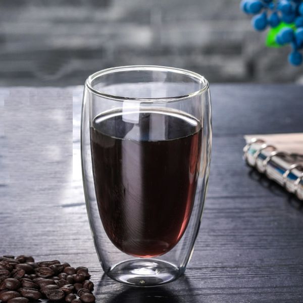 Egg Shaped 250ml 350ml 450ml Double Glass Water Cup