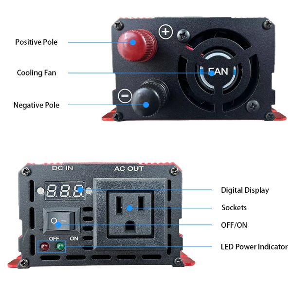 Pure Sine Wave Inverter 1000W 1600W 2300W for Solar System Home Inverter DC 12V 24V 48V 60V AC 120V 230V Frequency 50Hz/60Hz