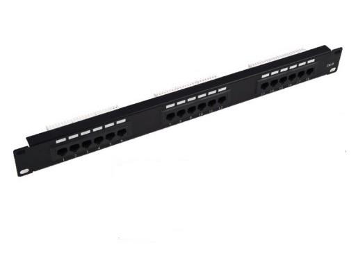 18 portos enegrecem o painel de remendo Cat6 de 1U UTP 110 IDC/COROA/tipos DUPLOS