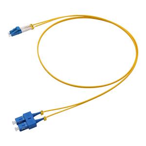 LC UPC から SC UPC ショートテール デュプレックスファイバーパッチケーブル OS2 OFNR 1.6mm 黄色