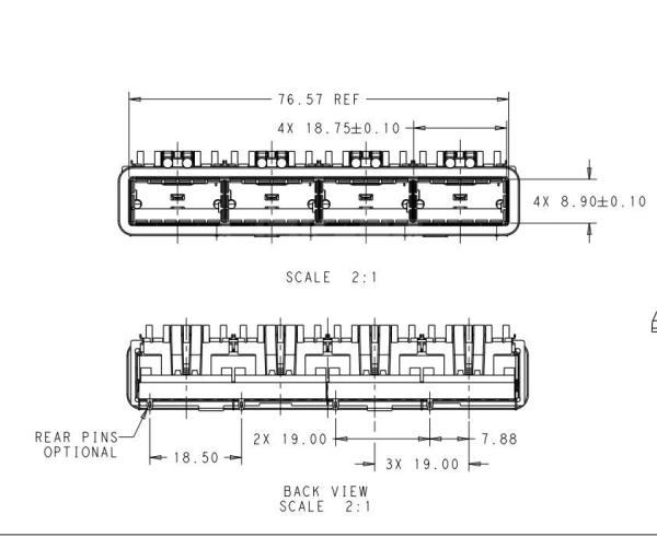 TE 2170805-2 QSFP28 Cage Ganged (1 x 2) Connector 28 Gb/s Right Angle